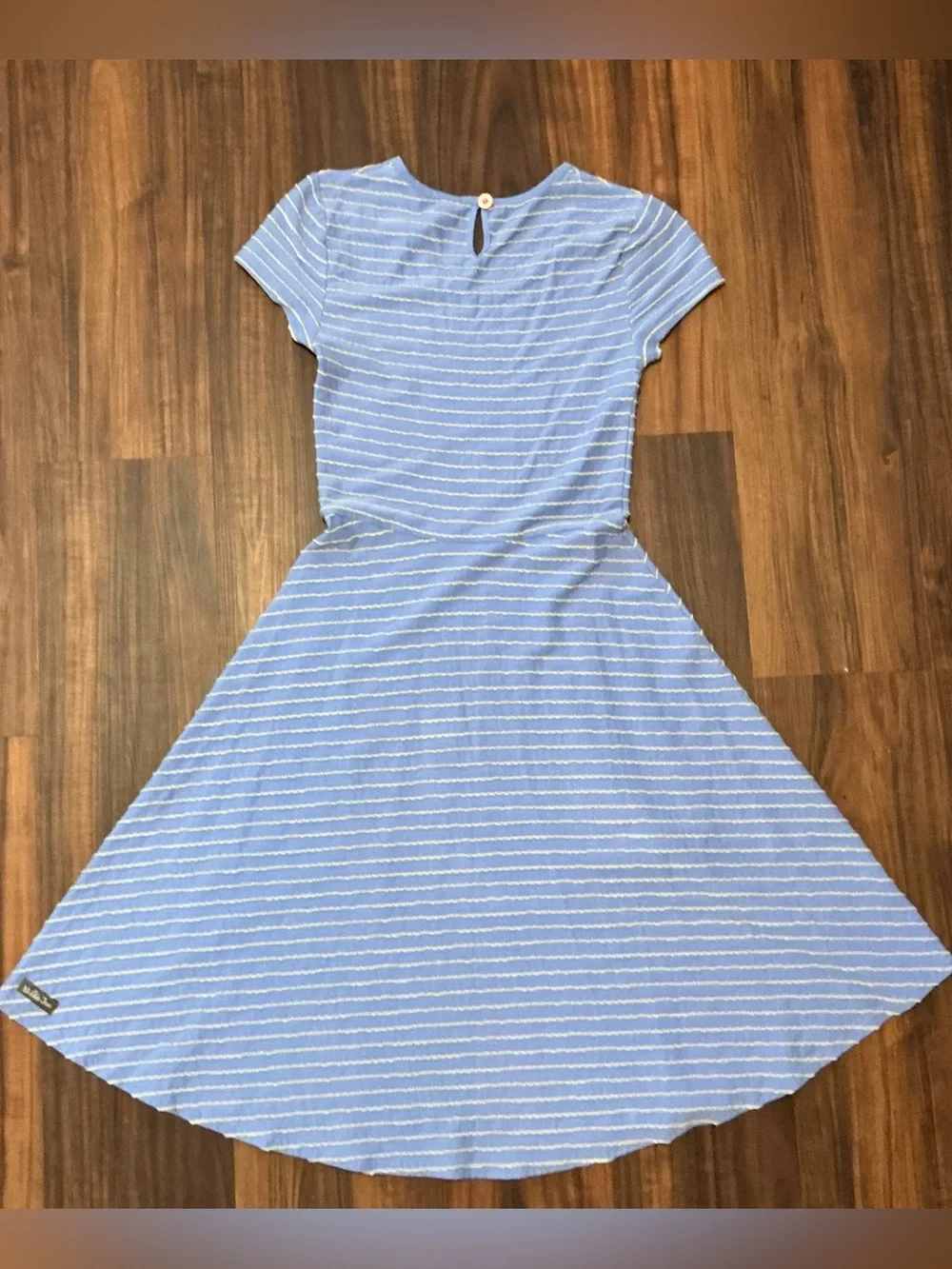 Matilda Jane Girls Blue Cream Striped High-Low Maxi Dress Size 7/8 XS NWT
